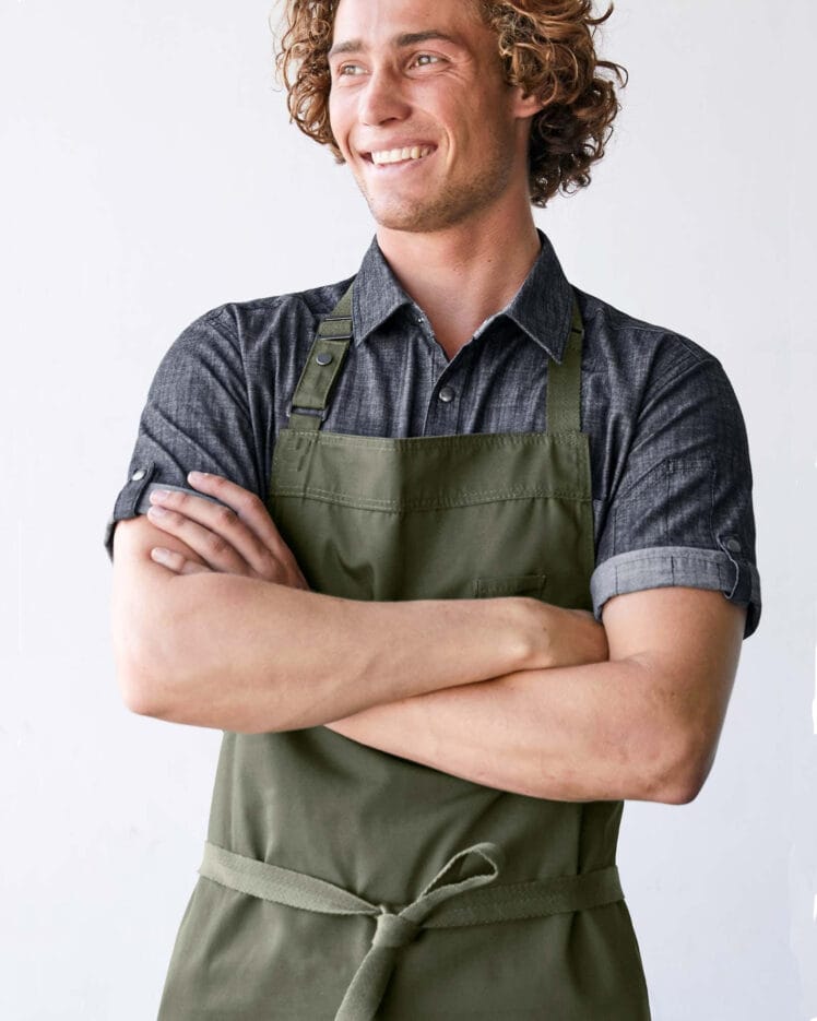 Ποδιά Μάγειρα Canvas Χακί "CHEF"