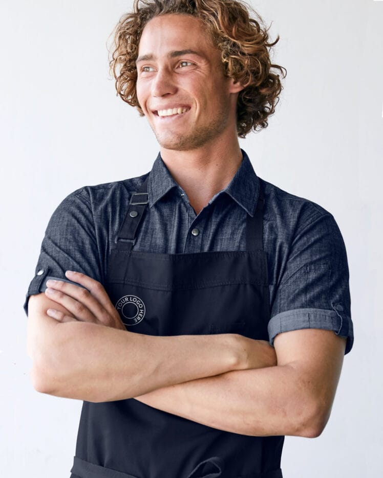 Ποδιά Μάγειρα Canvas Navy "CHEF" - Image 5